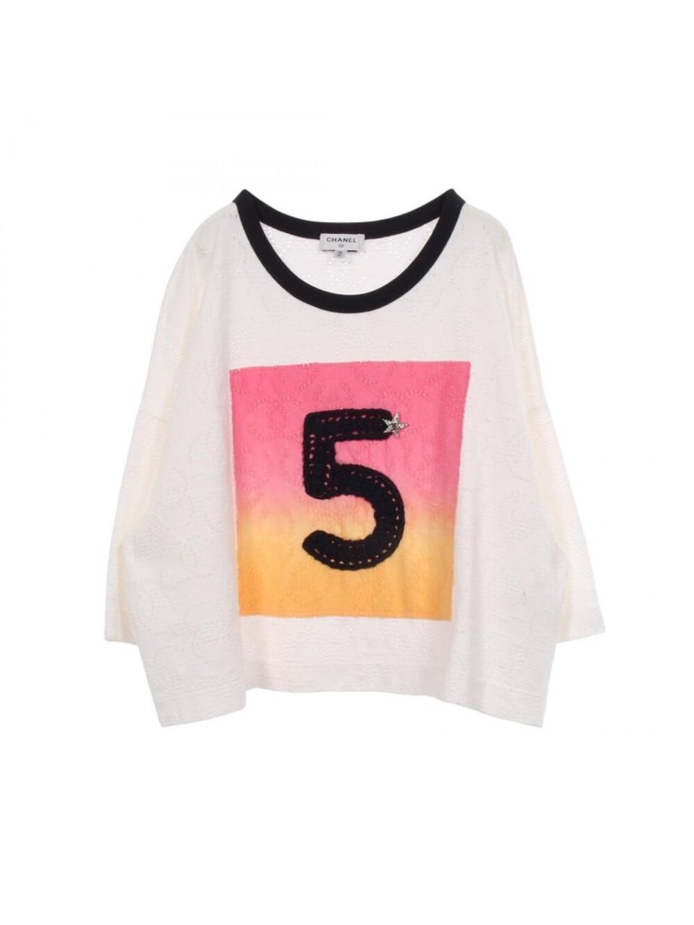 Chanel Short Sleeve T-Shirt No 5 CC Logo Cropped Length Cotton